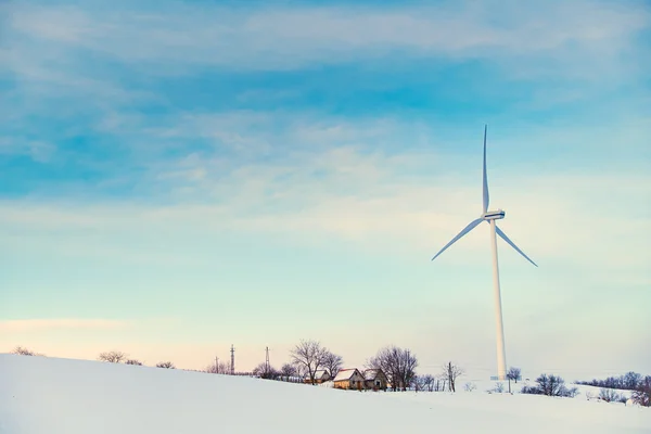 Wind turbines on winter — Stock Photo, Image
