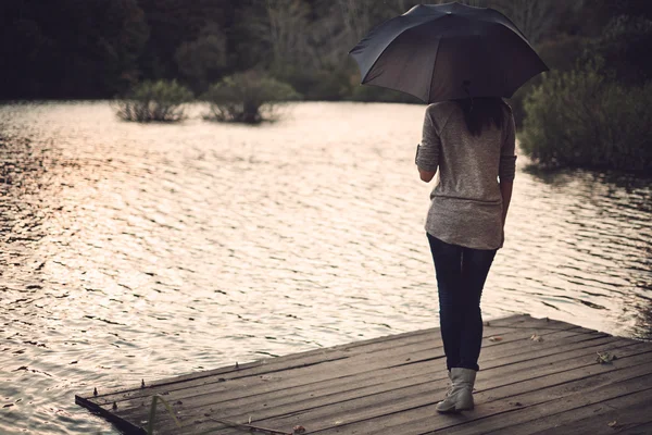 Woman holding umbrella — Stock Photo, Image