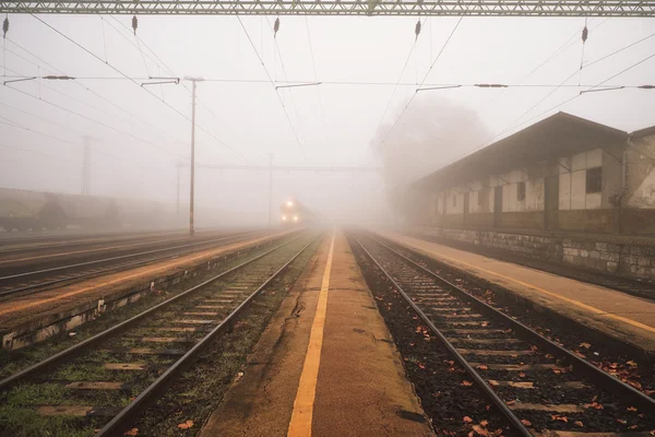 霧の日の鉄道 — ストック写真