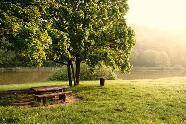 Mesa no lago do parque — Fotografia de Stock