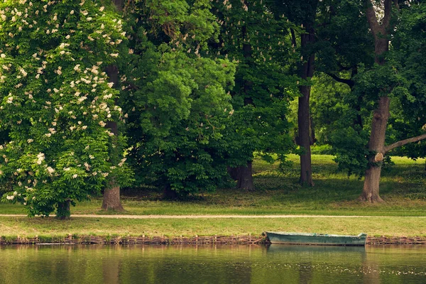 Boat on the lake in park — Φωτογραφία Αρχείου