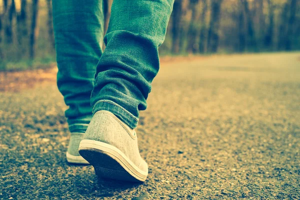 Jeans and sneaker shoes — Stock Photo, Image