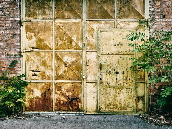 Grande, abandonado, portão enferrujado — Fotografia de Stock