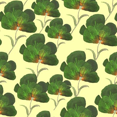 Sulu yeşil çiçek desenli arka plan