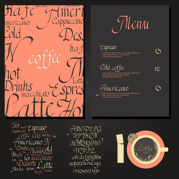 Menu bebida café — Vetor de Stock