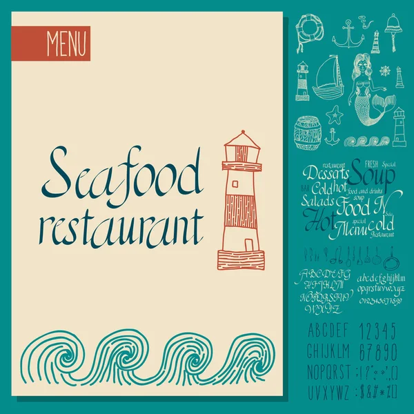 Design de menu de frutos do mar vintage . —  Vetores de Stock
