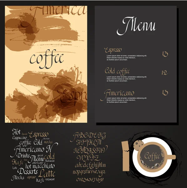 Café bebida menú Set — Vector de stock