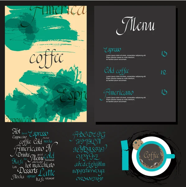 Menu de boissons au café Set — Image vectorielle