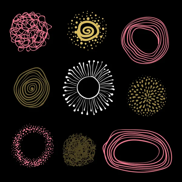 Set of hand-drawn circles, elements for desicn, vector — Stock Vector