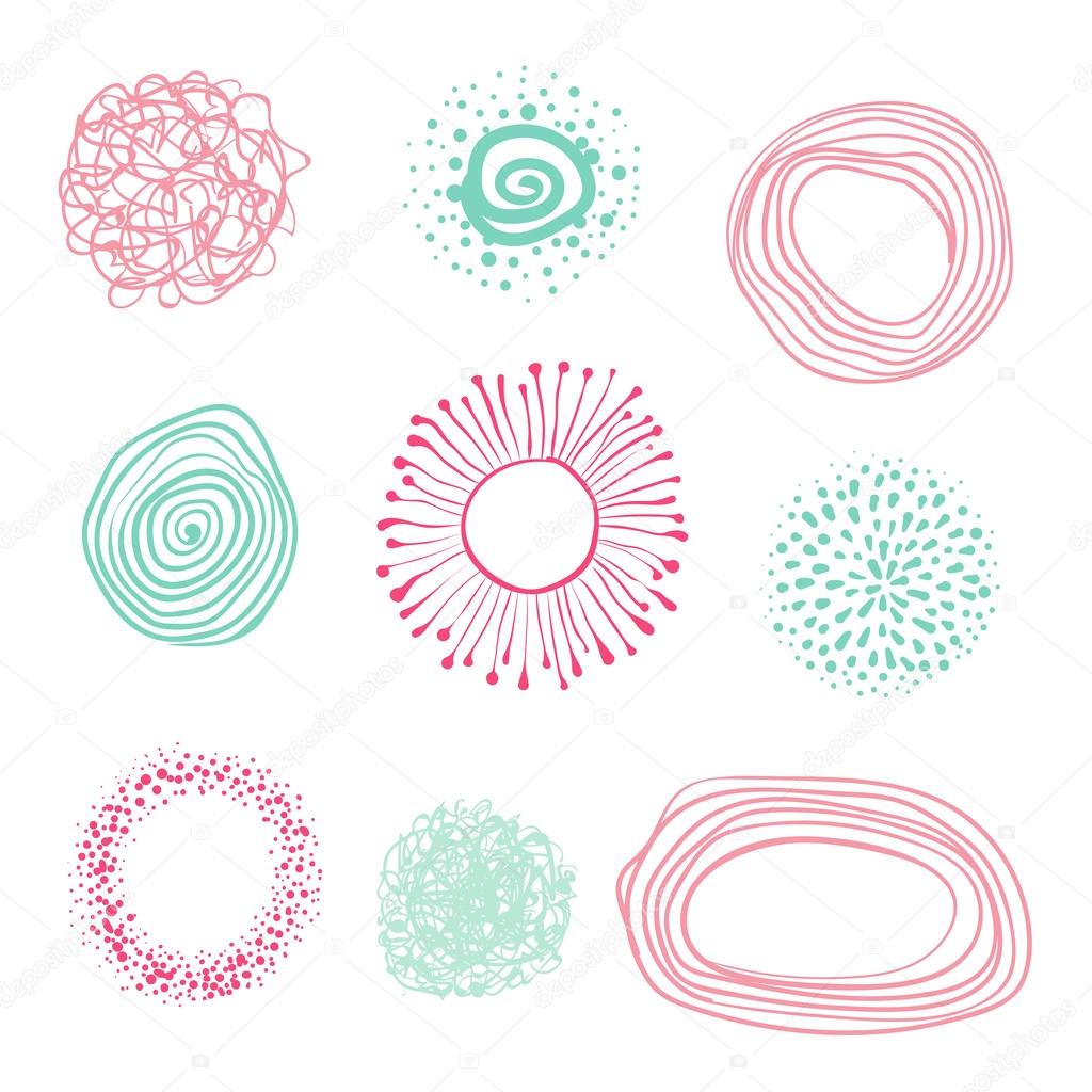 set of hand-drawn circles, elements for desicn, vector