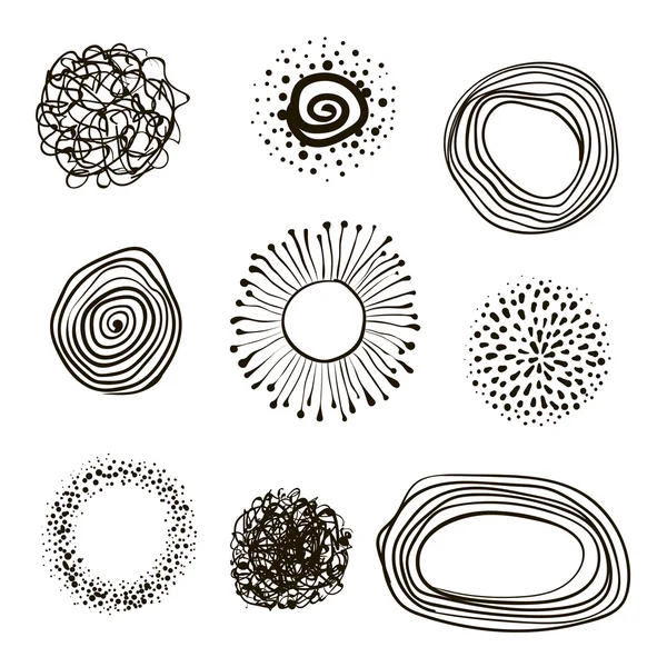 Set of hand-drawn circles, elements for desicn, vector — Stock Vector