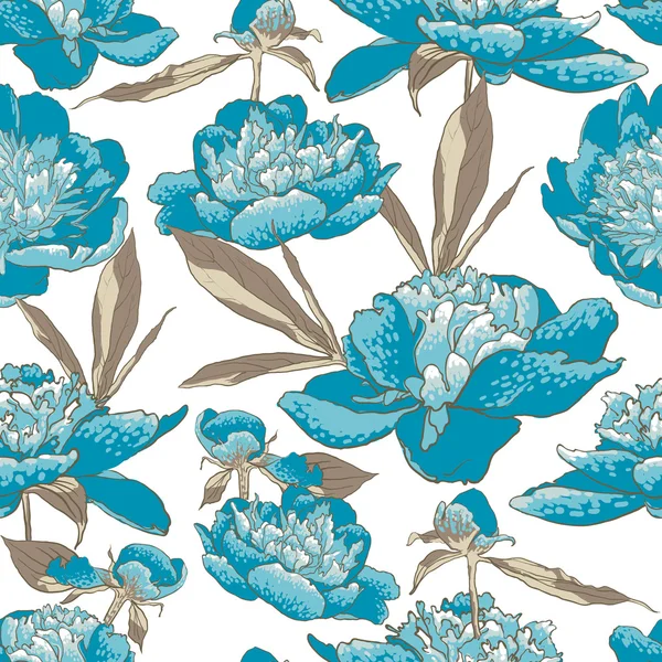 Fondo floral sin costuras con peonías — Vector de stock