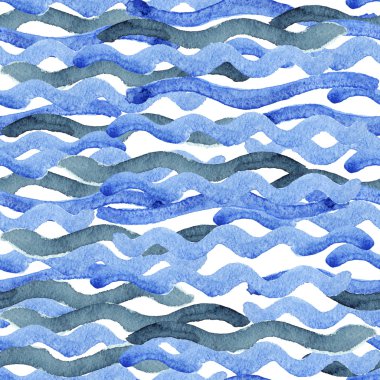 Soyut suluboya mavi dalgalar desen
