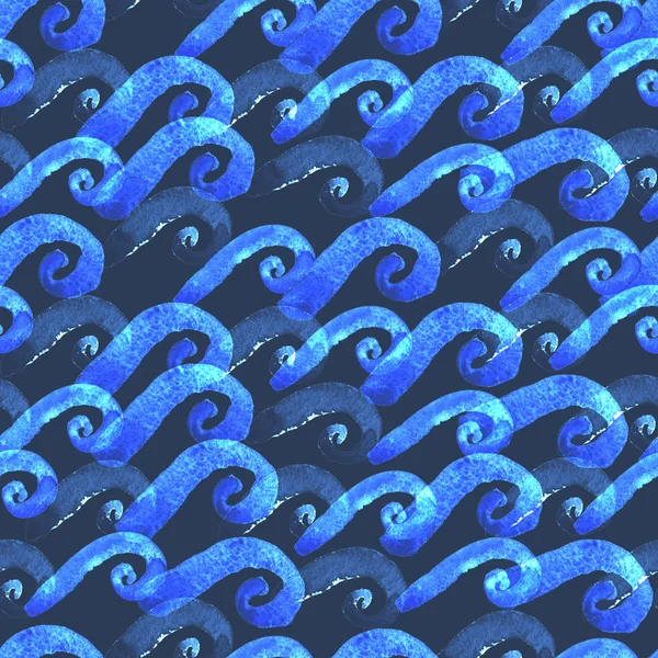 Soyut suluboya mavi dalgalar desen — Stok fotoğraf