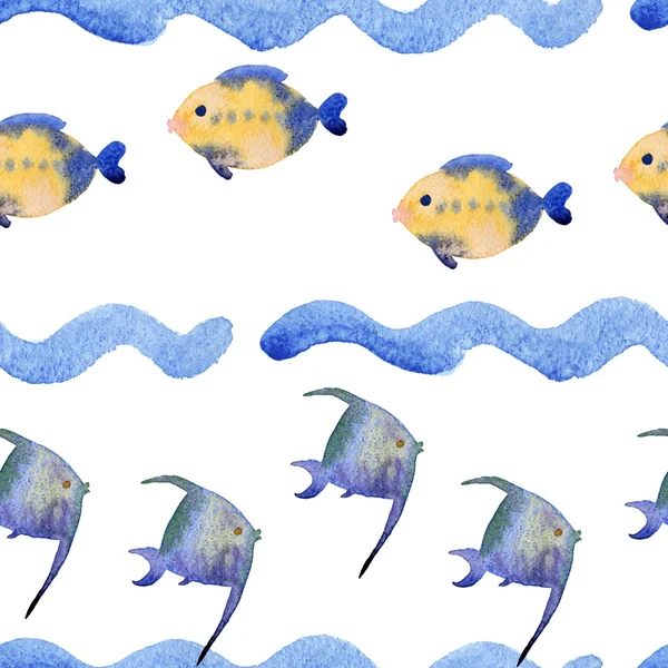 추상 수채화 바다 파도 패턴 — 스톡 사진