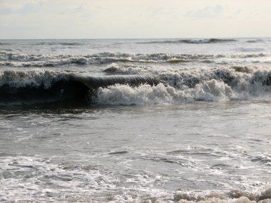 Siyah kum plajı güzel büyük dalga