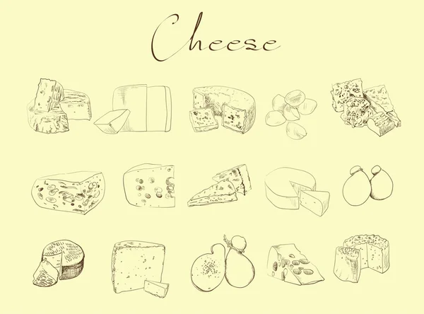 Dibujo del boceto de queso emplean — Archivo Imágenes Vectoriales