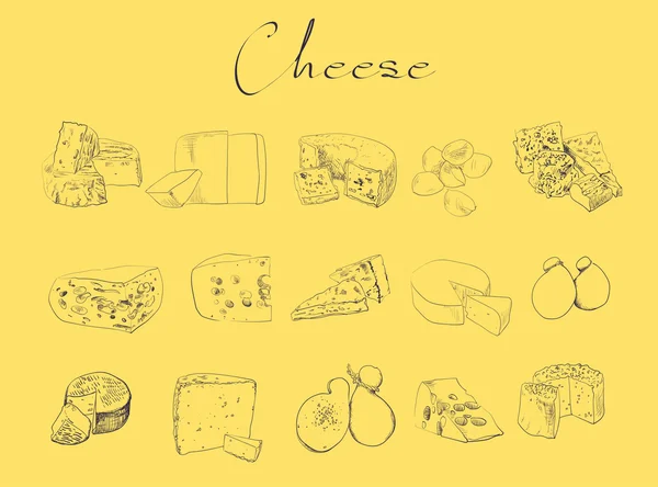Τυρί σκίτσο σχέδιο emplate — Διανυσματικό Αρχείο