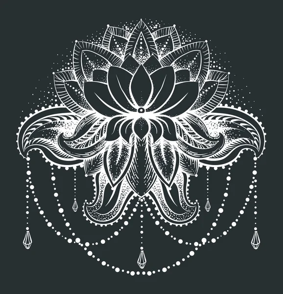 Étnico zentangulado ornamental loto — Vector de stock