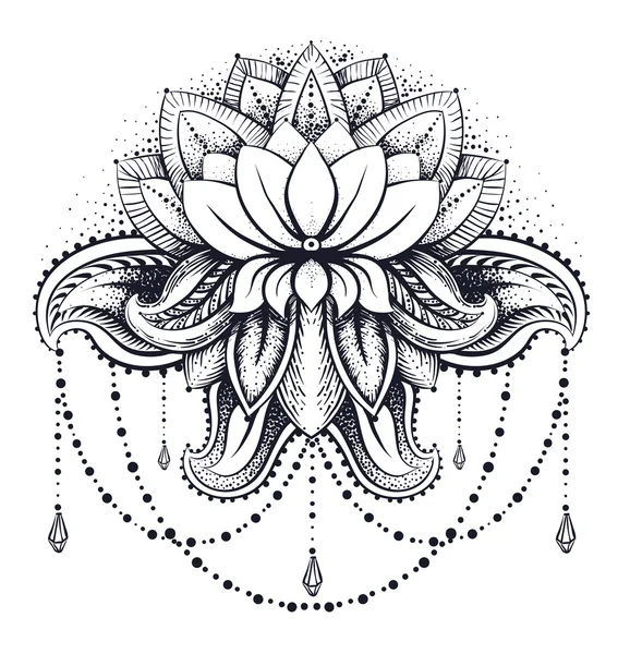 Etnische zentangled decoratieve Lotus — Stockvector