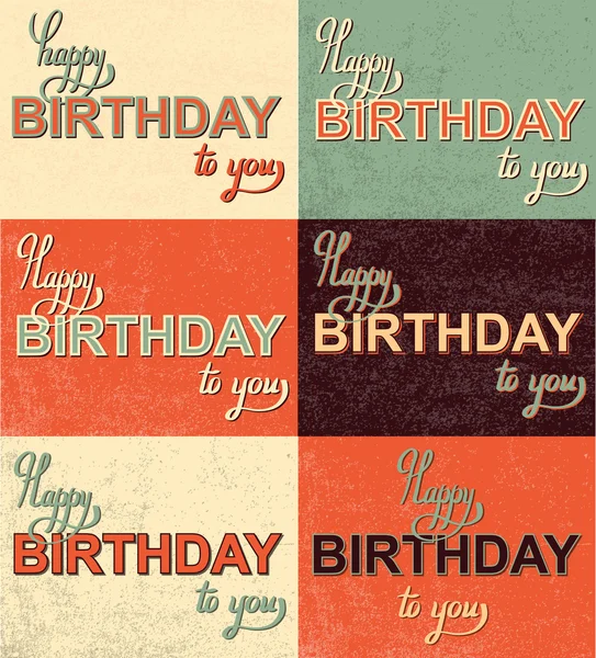 Set happy birthday hand lettering calligraphy — Stock Vector