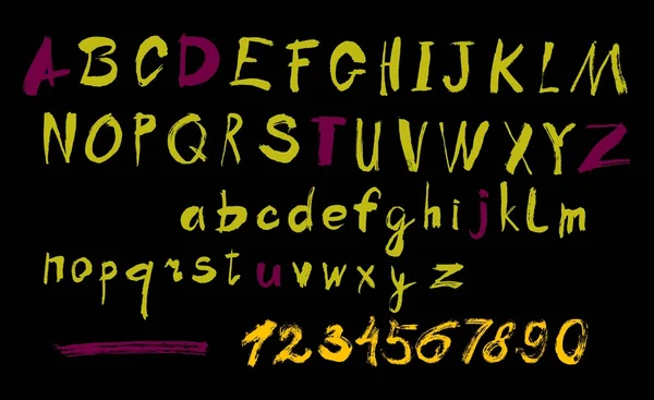 Letras del alfabeto minúsculas, mayúsculas y números . — Vector de stock