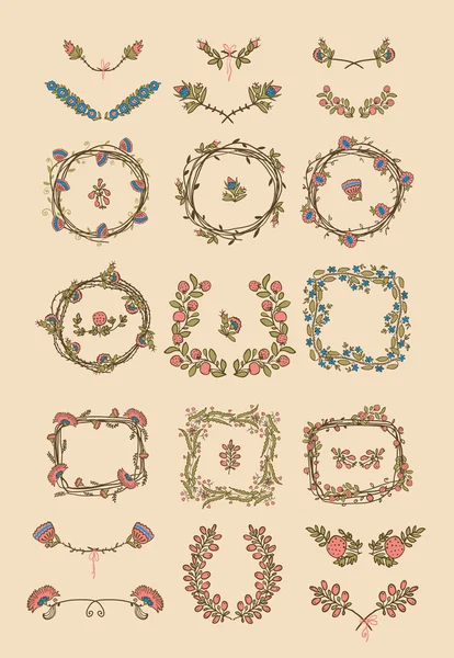 Symmetrische floral grafisch ontwerpelementen — Stockvector