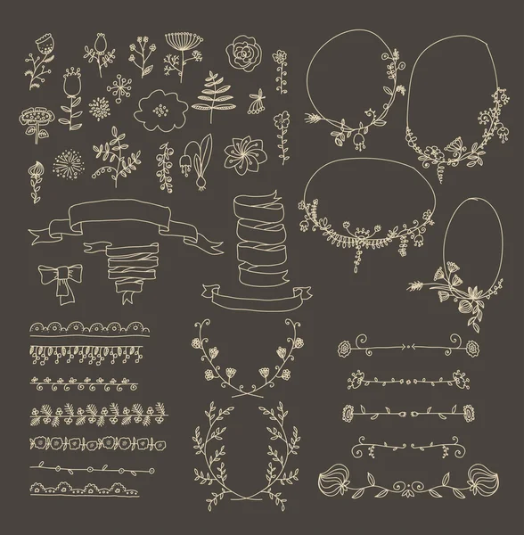 Conjunto marcos florales — Archivo Imágenes Vectoriales