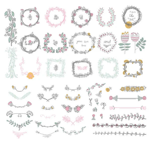 Set of floral design elements — Stock Vector