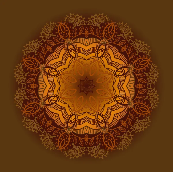 Etnische circulaire beige ornament. — Stockvector