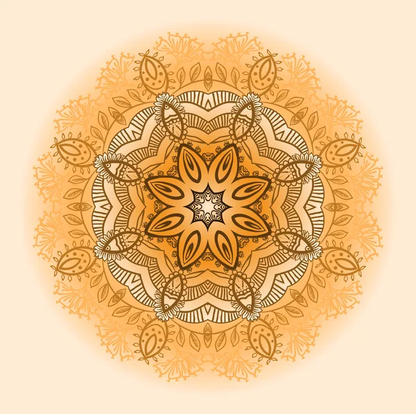 Etnische circulaire beige ornament. — Stockvector