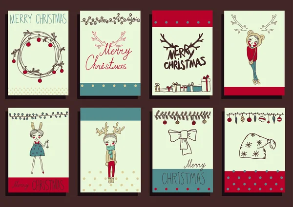 Set de elementos de diseño caligráfico navideño — Vector de stock