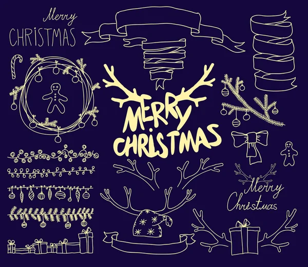 Ensemble d'éléments de conception calligraphique de Noël — Image vectorielle