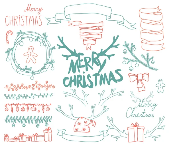 Verzameling van Kerstmis kalligrafische ontwerpelementen — Stockvector