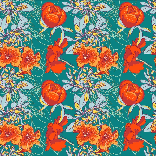 Fondo floral sin costuras — Vector de stock