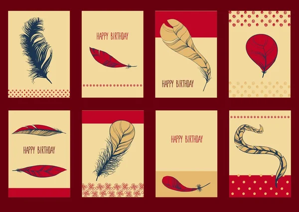 Набор Плюмаж для поздравительных открыток — стоковый вектор
