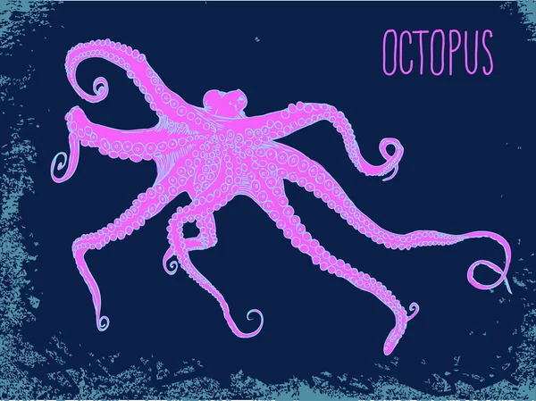 Handgezeichneter lila Oktopus — Stockvektor