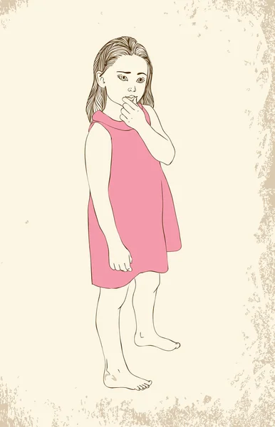 Niña en vestido rosa — Vector de stock