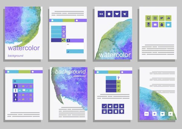 Набор шаблонов с акварелью — стоковый вектор