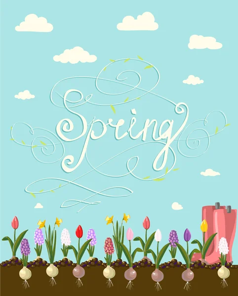 Ilustración de la tarjeta de primavera — Vector de stock