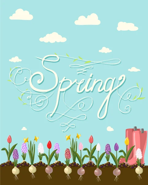 Ilustración de la tarjeta de primavera — Vector de stock