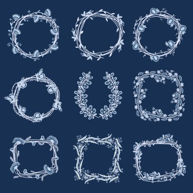 çiçek tasarım öğeleri kümesi