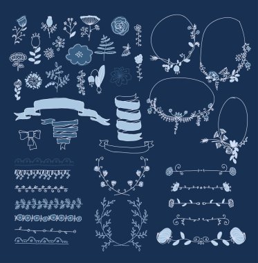 çiçek tasarım öğeleri kümesi