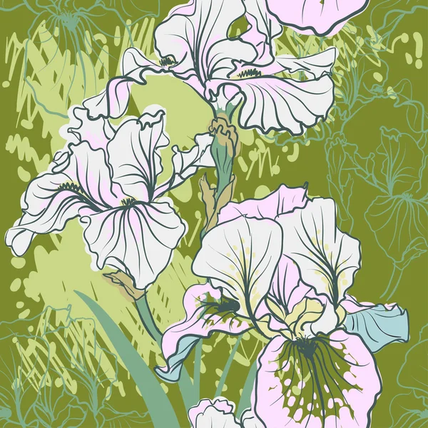 Decorative iris flowers in retro colors. — Stock Vector