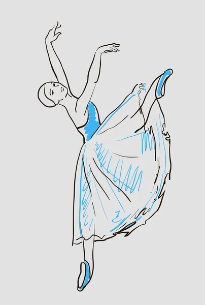 Schets van ballerina meisje — Stockvector