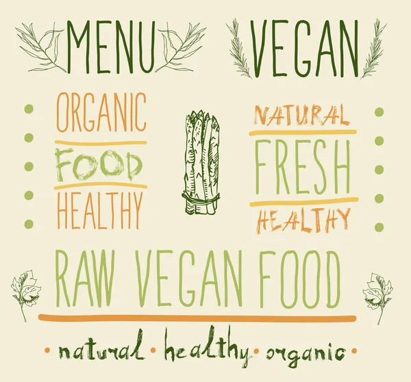 Alimentos veganos crus . — Vetor de Stock