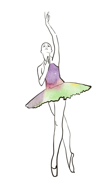 Hand tekening ballerina figuur — Stockvector