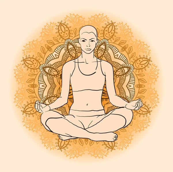 Mulher bonita fazendo meditação ioga —  Vetores de Stock