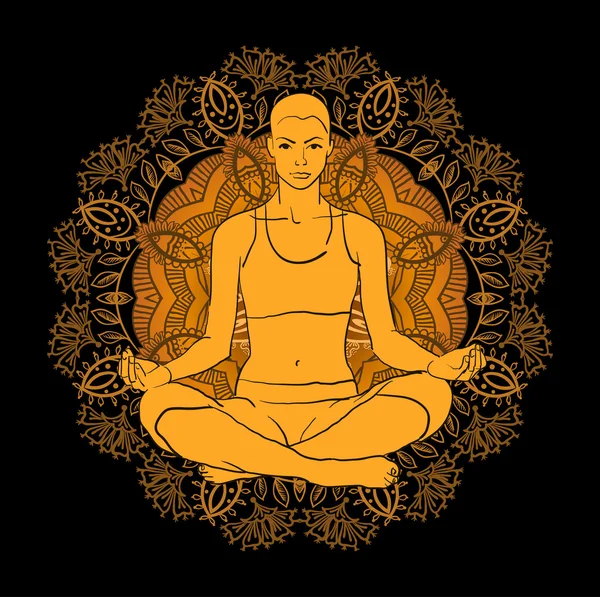 Mulher bonita fazendo meditação ioga — Vetor de Stock