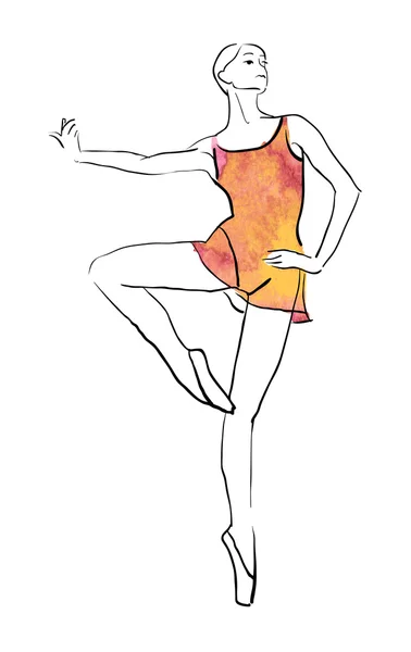 手绘图的芭蕾舞女演员图 — 图库矢量图片